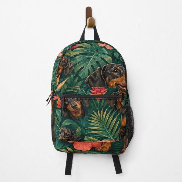 Item preview, Tropical Dachshund Jungle Floral Pattern designed and sold by POD DYNASTY | Original Print On Demand T-Shirt Graphics.