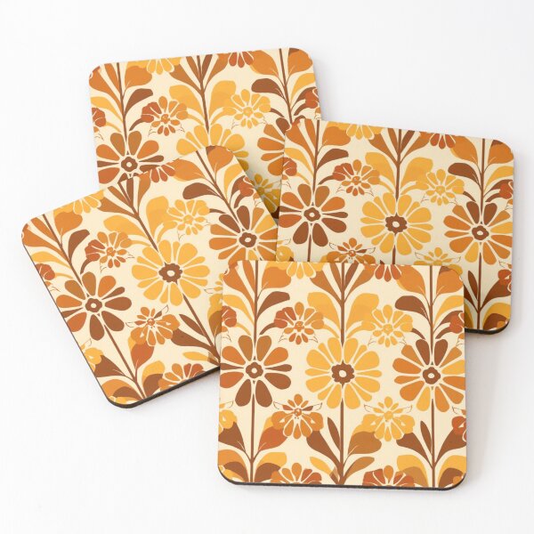 Item preview, Retro Orange Floral Pattern | 70s Groovy Flower Power Design | Vintage Boho Botanical Art designed and sold by MoodLay.