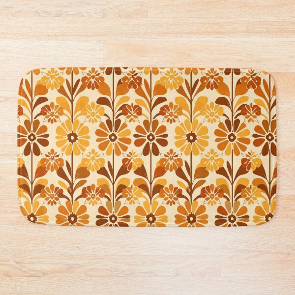 Item preview, Retro Orange Floral Pattern | 70s Groovy Flower Power Design | Vintage Boho Botanical Art designed and sold by MoodLay.