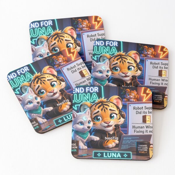 Item preview, Send For Luna Funny AI Wolf Pup Human Wisdom — Tech Humor Art — NeoTigLuna designed and sold by NeoTigLuna.