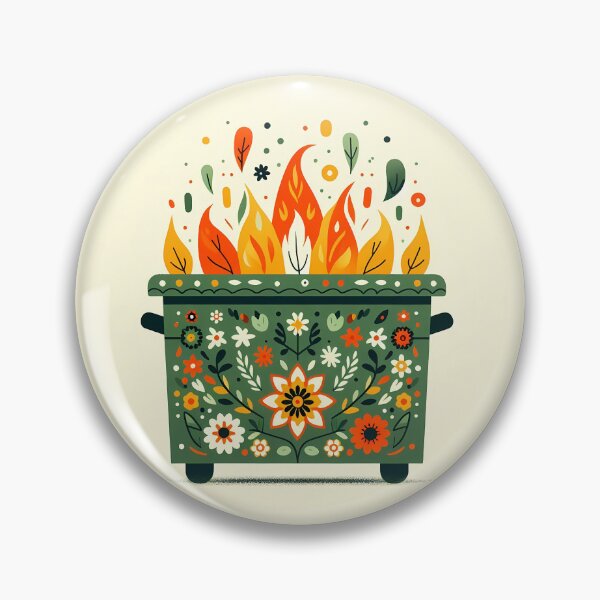 Item preview, Scandinavian Folk Art Charming Flower Covered Dumpster Fire by heidiannemorris © designed and sold by FOLK ART FUSION.