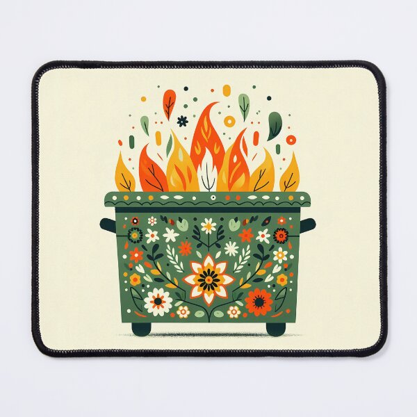 Item preview, Scandinavian Folk Art Charming Flower Covered Dumpster Fire by heidiannemorris © designed and sold by FOLK ART FUSION by heidiannemorris.
