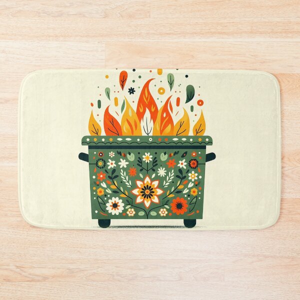Item preview, Scandinavian Folk Art Charming Flower Covered Dumpster Fire by heidiannemorris © designed and sold by FOLK ART FUSION by heidiannemorris.