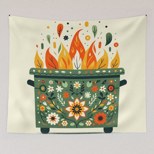 Item preview, Scandinavian Folk Art Charming Flower Covered Dumpster Fire by heidiannemorris © designed and sold by FOLK ART FUSION by heidiannemorris.