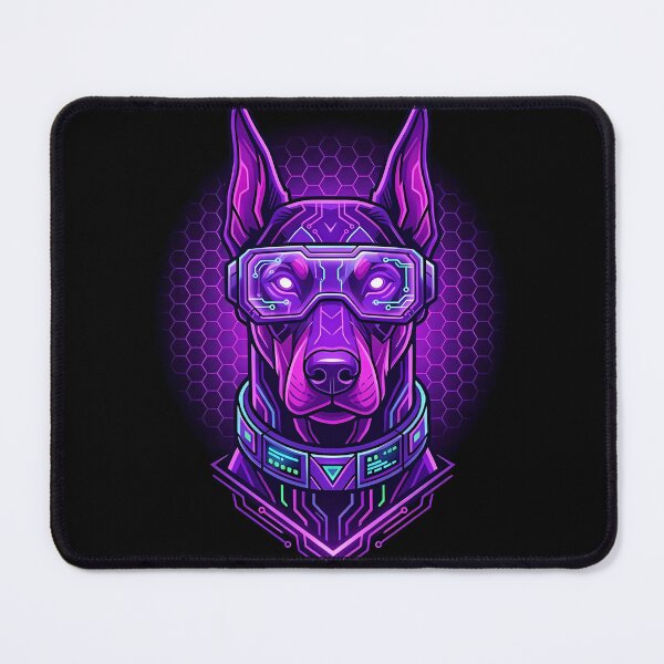 Item preview, Cyberpunk Doberman Neon Purple Dog designed and sold by Neo Tokio.