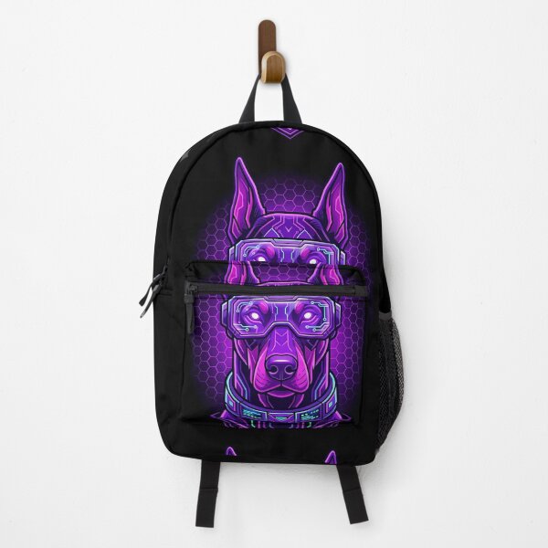 Item preview, Cyberpunk Doberman Neon Purple Dog designed and sold by Neo Tokio.