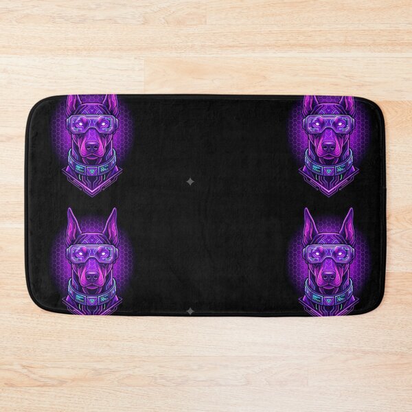 Item preview, Cyberpunk Doberman Neon Purple Dog designed and sold by Neo Tokio.