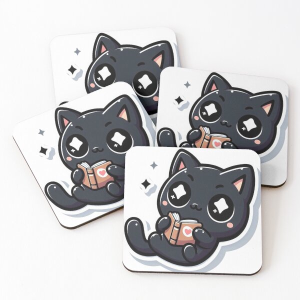 Item preview, Cute Chibi Black Cat Reading Book designed and sold by denybz.
