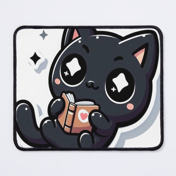 Item preview, Cute Chibi Black Cat Reading Book designed and sold by denybz.