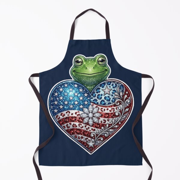 Item preview, Cute Frog 4th of July Patriotic American Flag Heart Glitter Leopard Aesthetic designed and sold by Basma Designs | Funny Shirts, Stickers & Mugs.