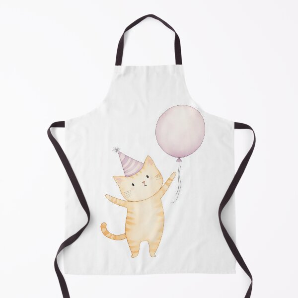 Item preview, A cheerful orange cat wearing a party hat holds a pink balloon designed and sold by MiraCleAI.