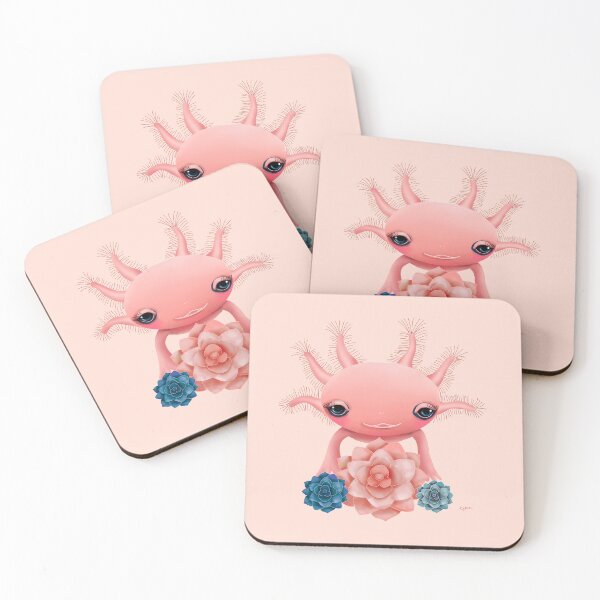 Item preview, Whimsical Pink Axolotl with Succulent Flowers designed and sold by Karin Taylor.