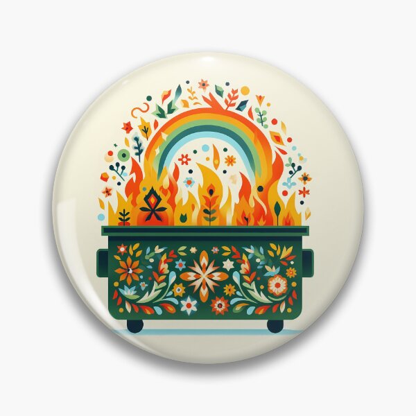 Item preview, Scandinavian Folk Art Patterned Green Dumpster Fire by heidiannemorris © designed and sold by FOLK ART FUSION by heidiannemorris.