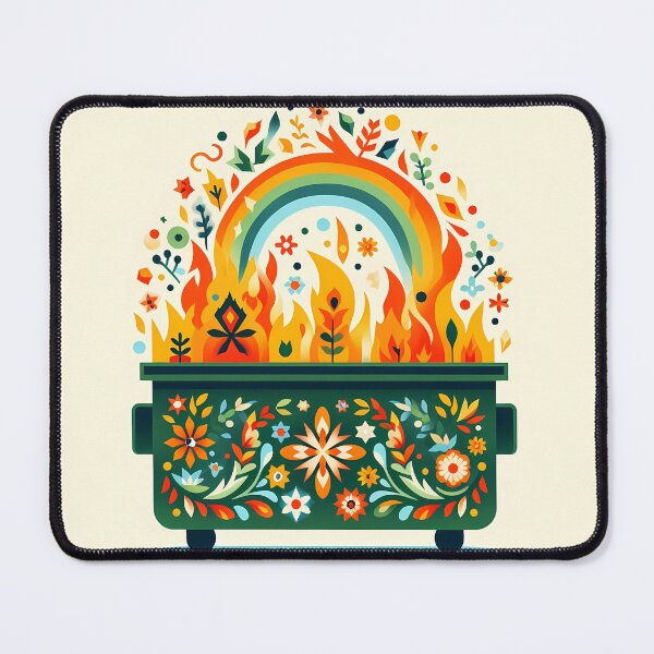 Item preview, Scandinavian Folk Art Patterned Green Dumpster Fire by heidiannemorris © designed and sold by FOLK ART FUSION by heidiannemorris.