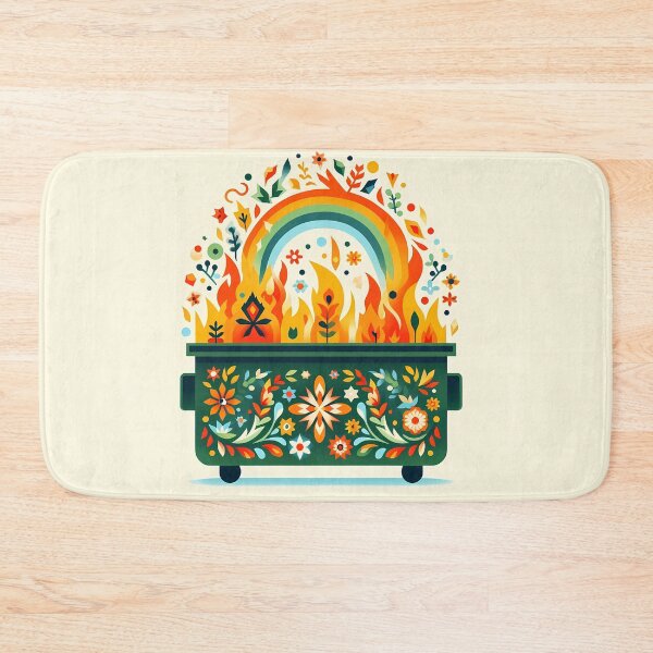 Item preview, Scandinavian Folk Art Patterned Green Dumpster Fire by heidiannemorris © designed and sold by FOLK ART FUSION by heidiannemorris.