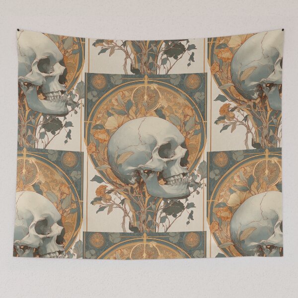 Item preview, Art nouveau skull designed and sold by MendaciousMina.