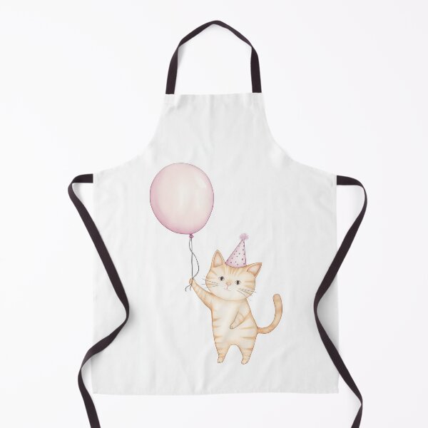 Item preview, A cheerful orange cat wearing a party hat holds a pink balloon designed and sold by MiraCleAI.