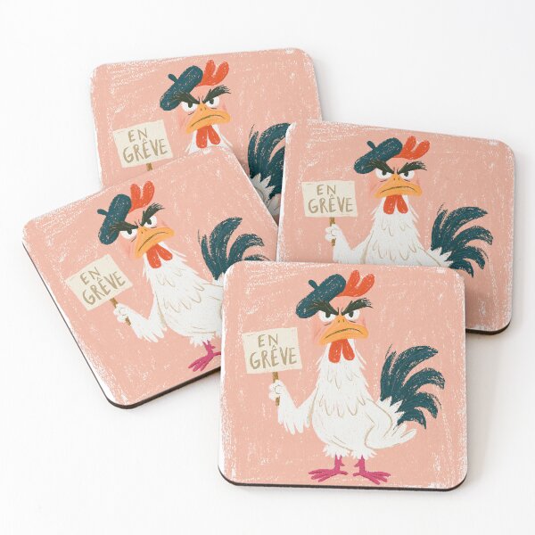 Item preview, French Rooster on Strike – Funny Protest Chicken Illustration | En Grève Cartoon Art designed and sold by Ramona-Gliga.