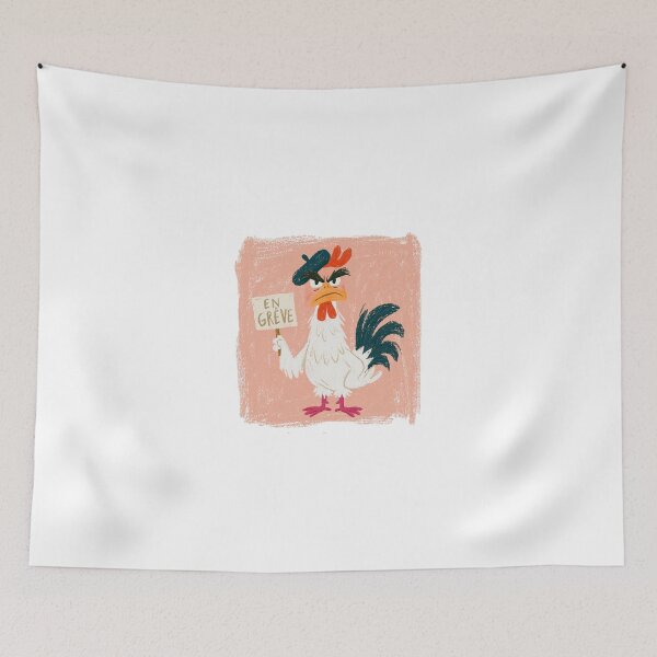 Item preview, French Rooster on Strike – Funny Protest Chicken Illustration | En Grève Cartoon Art designed and sold by Ramona-Gliga.