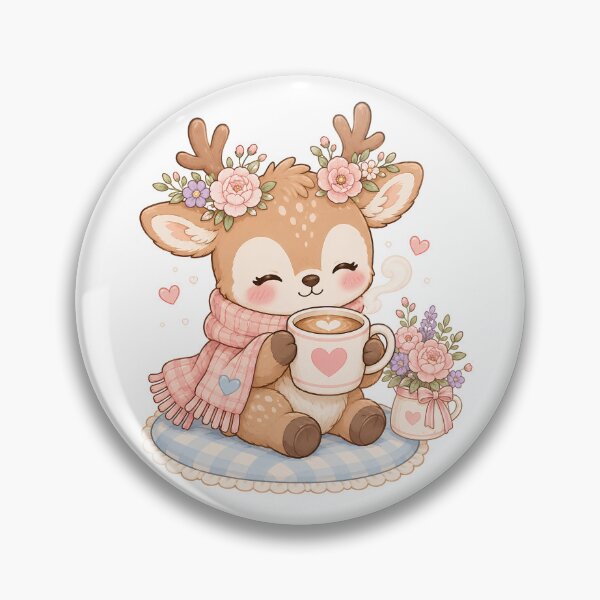 Item preview, Cute Cozy Reindeer with Hot Cocoa | Cottagecore Winter Deer Clipart designed and sold by looplandger.