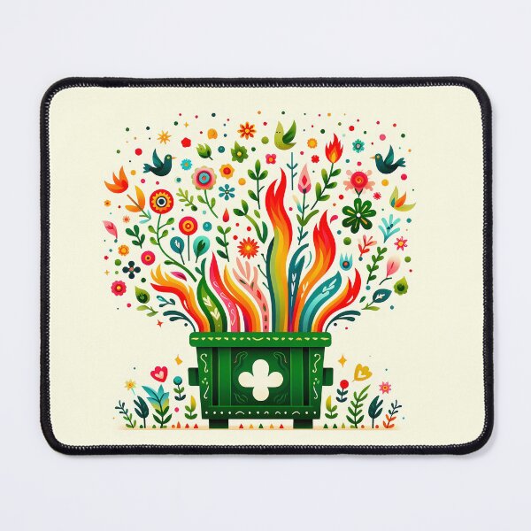 Item preview, Scandinavian Folk Art Bursting Abstract Flower Dumpster Fire by heidiannemorris © designed and sold by FOLK ART FUSION by heidiannemorris.