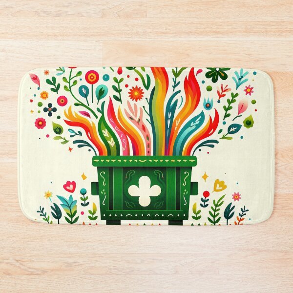 Item preview, Scandinavian Folk Art Bursting Abstract Flower Dumpster Fire by heidiannemorris © designed and sold by FOLK ART FUSION by heidiannemorris.
