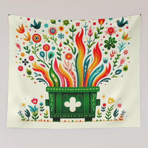 Item preview, Scandinavian Folk Art Bursting Abstract Flower Dumpster Fire by heidiannemorris © designed and sold by FOLK ART FUSION by heidiannemorris.