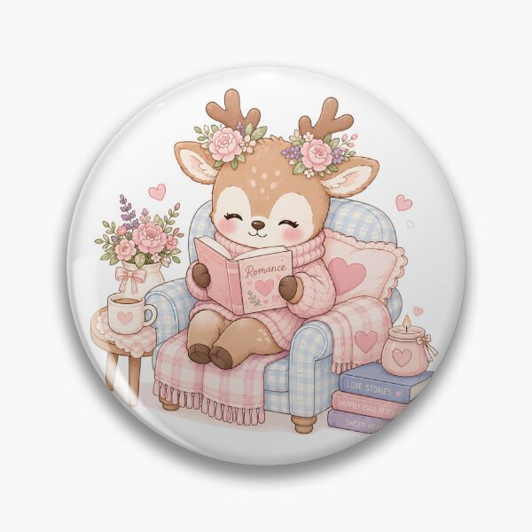 Item preview, Cozy Reading Reindeer | Kawaii Cottagecore Deer Book Lover Art designed and sold by looplandger.