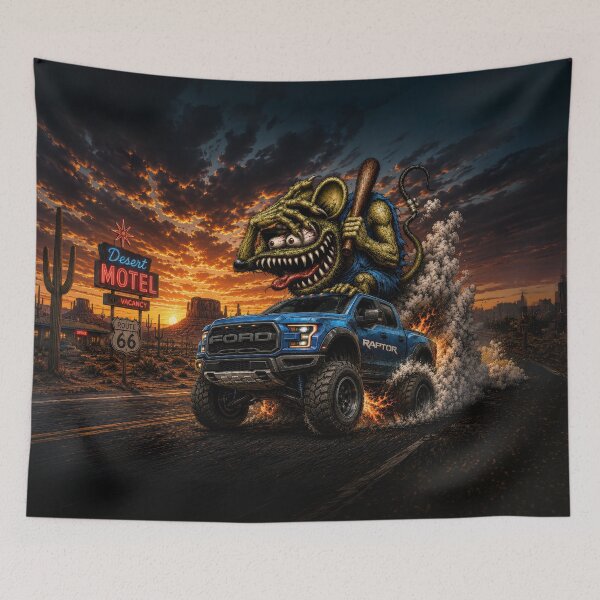 Item preview, Monster Rat Ford Raptor Route 66 Desert Burnout Off-Road Truck Art designed and sold by artistwill.