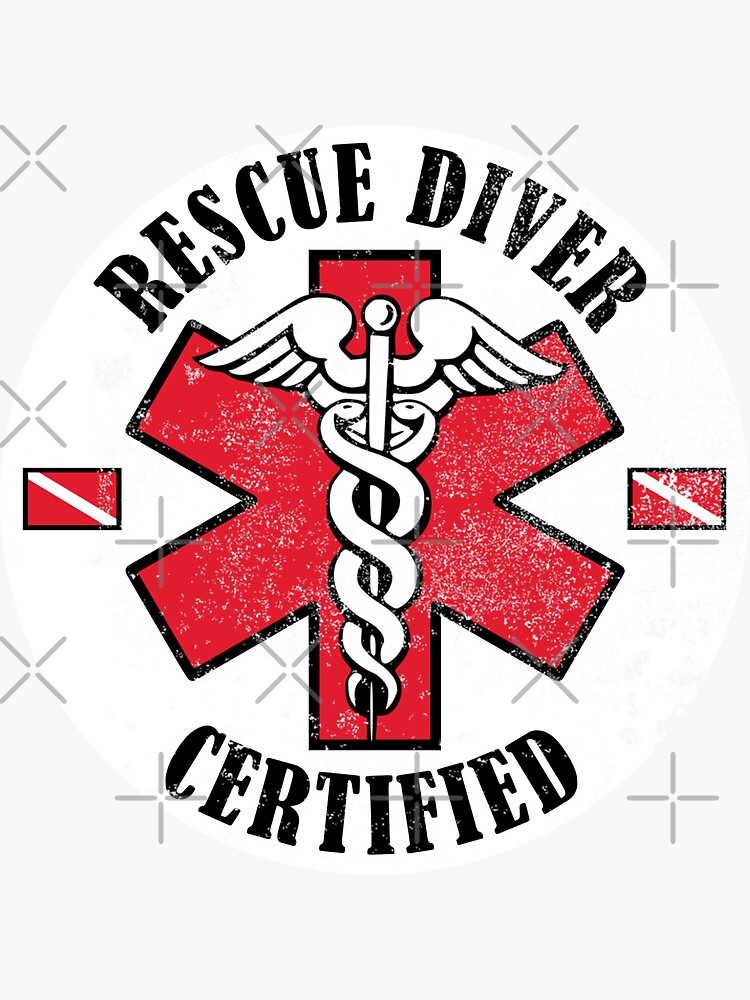 "Rescue Diver Certified (Distressed)" Sticker for Sale by StrongVlad
