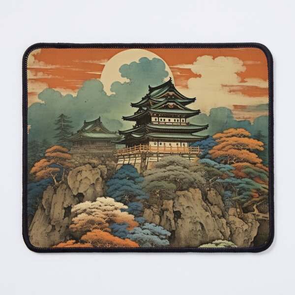 Item preview, Traditional Japanese Illustration - Pagoda on a Mountain at Sunset designed and sold by DaisukiTokyo.