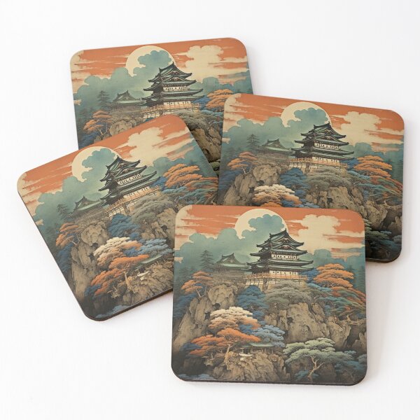 Item preview, Traditional Japanese Illustration - Pagoda on a Mountain at Sunset designed and sold by DaisukiTokyo.