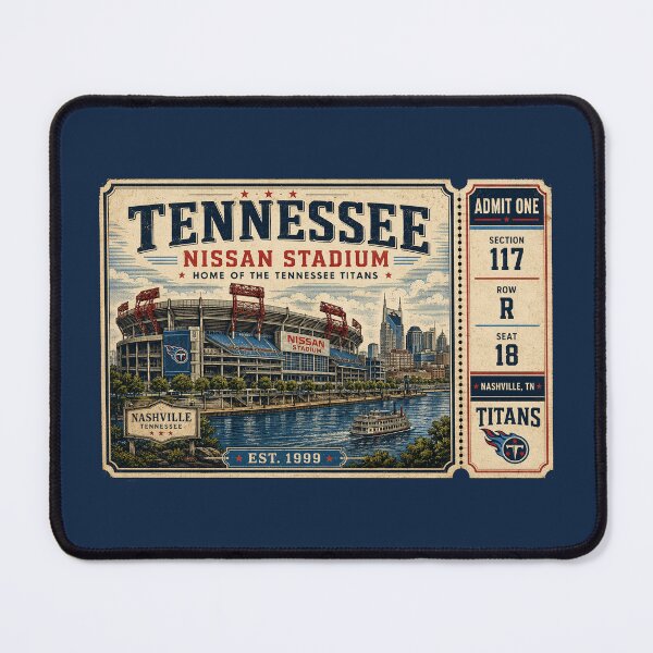 Item preview, Tennessee Titans Nissan Stadium Vintage Ticket, Nashville Football Stadium Art designed and sold by GhostDawgs.