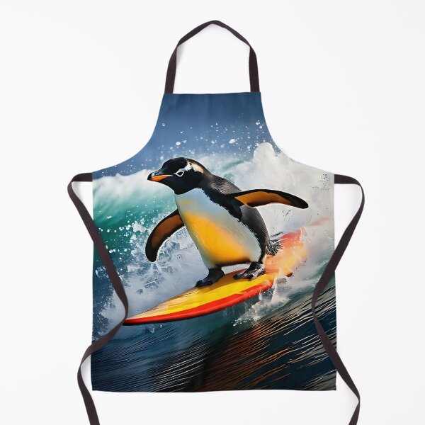 Item preview, Surfing Penguin Riding a Big Wave designed and sold by ToxicInkArt.