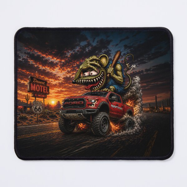 Item preview, Monster Rat Red Ford Raptor Route 66 Desert Burnout Off-Road Truck Art designed and sold by artistwill.