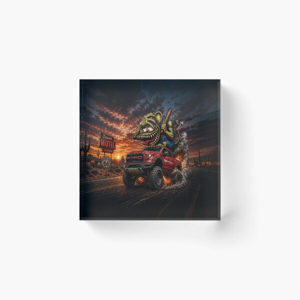Item preview, Monster Rat Red Ford Raptor Route 66 Desert Burnout Off-Road Truck Art designed and sold by artistwill.