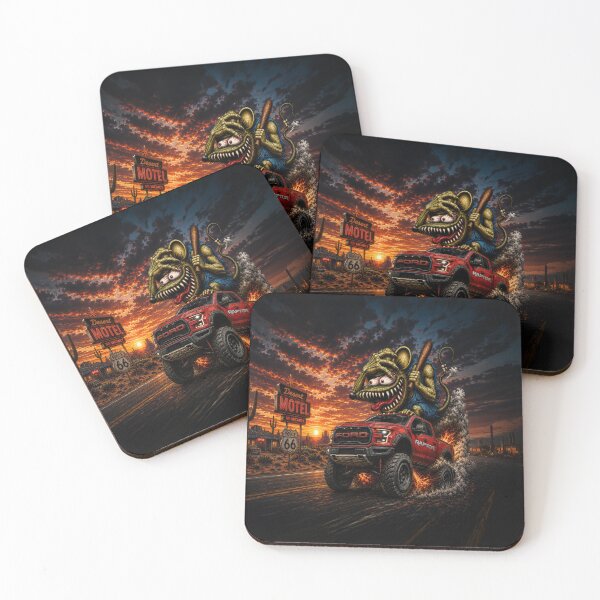 Item preview, Monster Rat Red Ford Raptor Route 66 Desert Burnout Off-Road Truck Art designed and sold by artistwill.