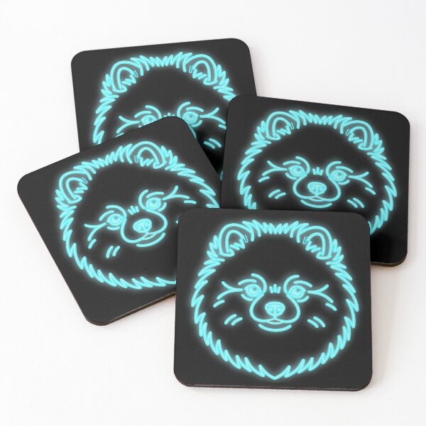 Item preview, Pomeranian Neon Line Art Cyan Glow | Minimalist Pomeranian designed and sold by Pfotenfaden.