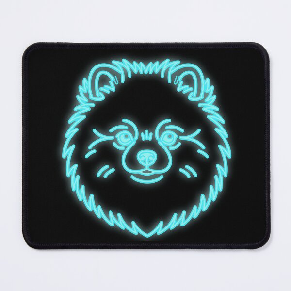 Item preview, Pomeranian Neon Line Art Cyan Glow | Minimalist Pomeranian designed and sold by Pfotenfaden.