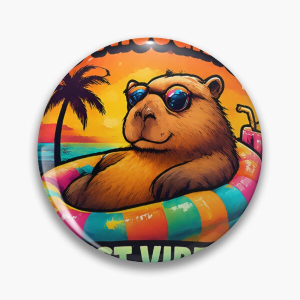 Item preview, No Thoughts Just Vibes Capybara Funny Meme Sticker designed and sold by echoartstd.