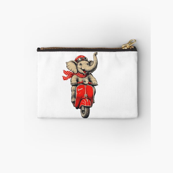 Item preview, Elephant Riding Red Vespa Tuscany Italy Watercolor Art designed and sold by UhuCriei .