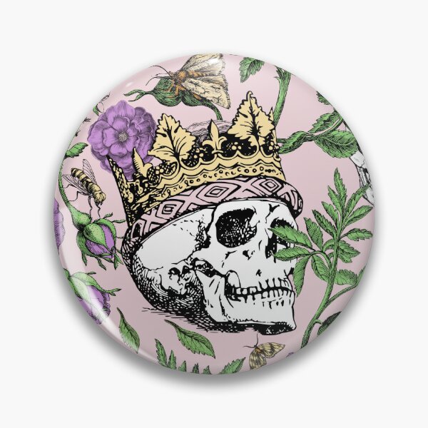 Item preview, Purple Roses Garden with Skull Maximalist Gothic Aesthetic Floral Pattern for Summerween and Halloween - Pink Background  designed and sold by CanisArtStudio.