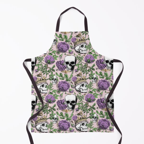 Item preview, Purple Roses Garden with Skull Maximalist Gothic Aesthetic Floral Pattern for Summerween and Halloween - Pink Background  designed and sold by CanisArtStudio.