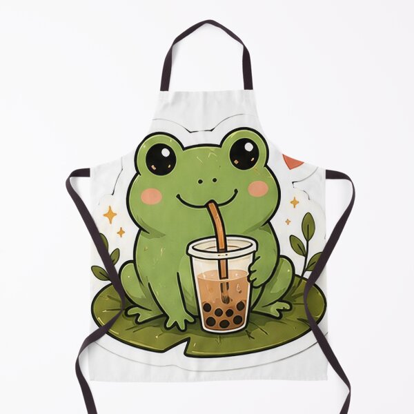 Item preview, Cute Cartoon Frog Drinking Boba Tea designed and sold by denybz.