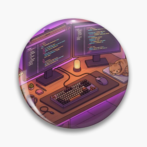 Item preview, Cozy Late Night LoFi Coding Desk Isometric Room designed and sold by TechBro67.