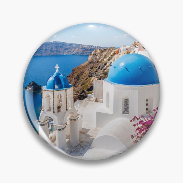 Item preview, Santorini Greece – Blue Domes & Aegean View designed and sold by Sasas Design.
