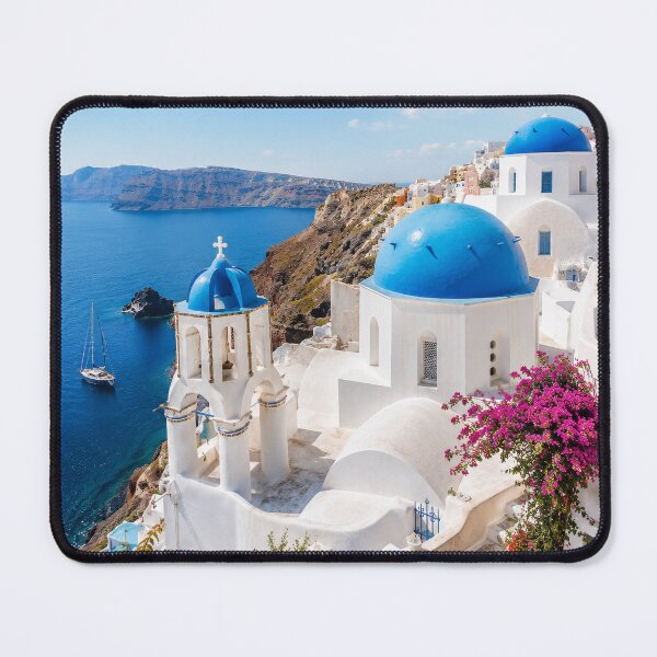 Item preview, Santorini Greece – Blue Domes & Aegean View designed and sold by Sasas Design.