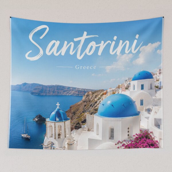 Item preview, Santorini Greece – Blue Domes & Aegean View designed and sold by Sasas Design.