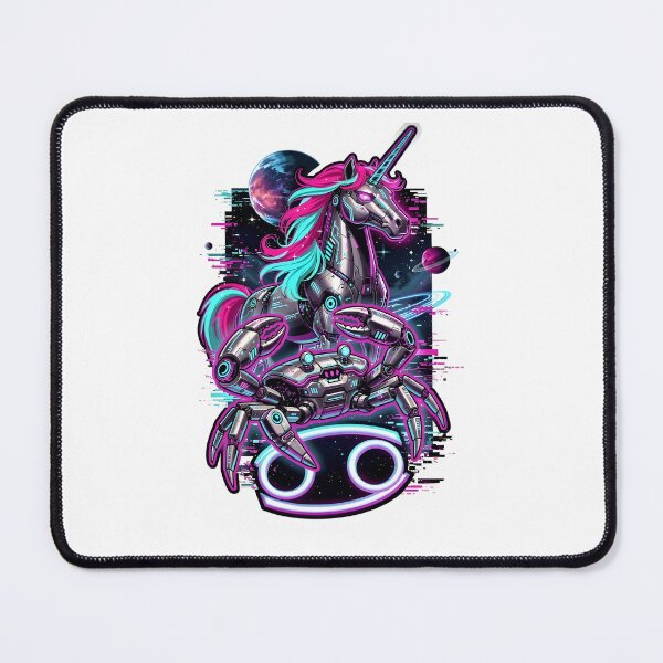 Item preview, Cyberpunk Cancer Zodiac Crab Unicorn designed and sold by Zodiac Celestial Art.