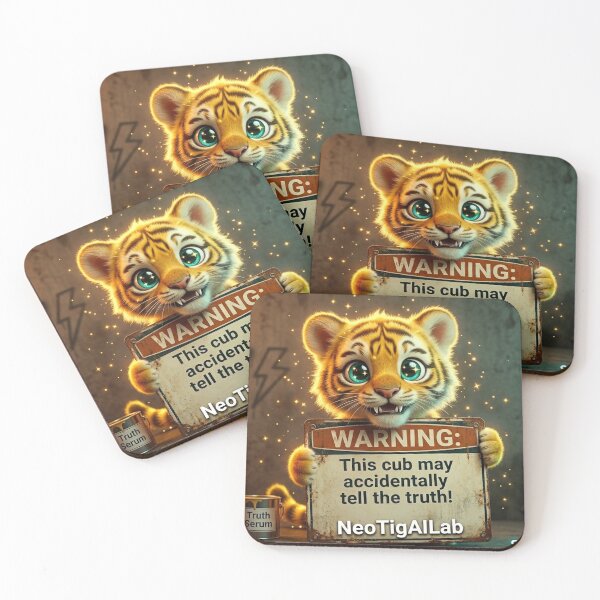 Item preview, Funny AI Tiger Cub Warning Sign — Accidentally Tell Truth — NeoTigLuna designed and sold by NeoTigLuna.